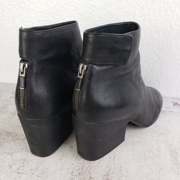 EILEEN FISHER Harris Tumbled Leather Ankle Bootie Black size 9 Lagenlook Goth - Picture 6 of 13